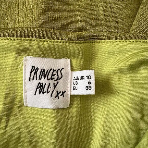Princess Polly Zamia Cutout Halter Bodycon‎ Mini Dress Metallic Green US Size 6 - Picture 6 of 7